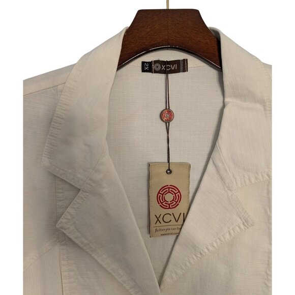XCVI White Cotton Utility Blazer Jacket Pockets Drawstrings 2X Womens Casual - Picture 6 of 16